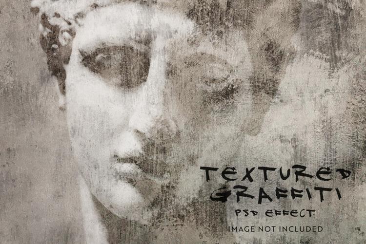 复古街头水泥墙涂鸦图片特效处理滤镜PS置换模板素材 Text