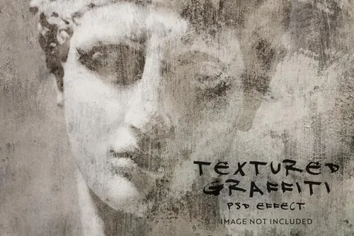 复古街头水泥墙涂鸦图片特效处理滤镜PS置换模板素材 Text