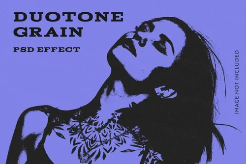 潮流双色调颗粒纹理图片特效处理滤镜PS置换模板素材 Duot