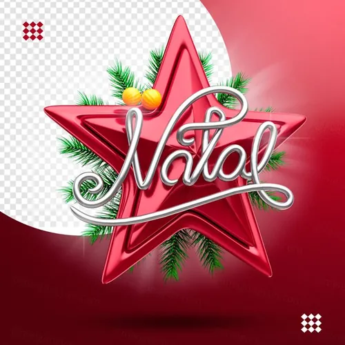 圣诞节五角星圣诞球三维立体图标素材 3d christmas star logo tree and christmas