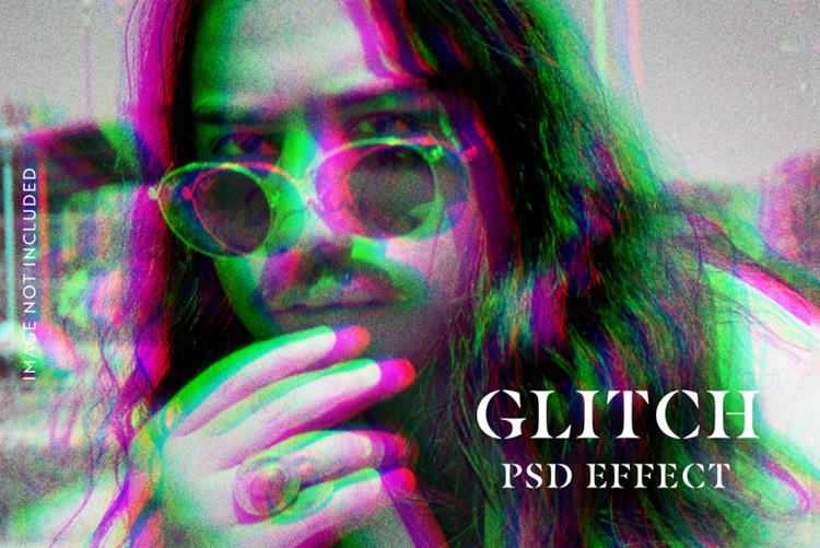 潮流故障艺术颗粒纹理模糊图片特效处理滤镜PS置换模板素材 G