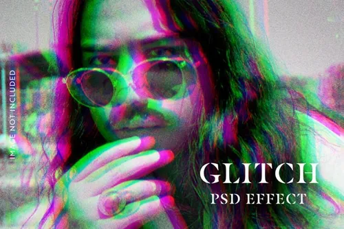 潮流故障艺术颗粒纹理模糊图片特效处理滤镜PS置换模板素材 G