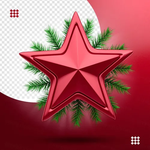 圣诞节五角星三维立体图标素材 3d christmas star logo tree and christmas
