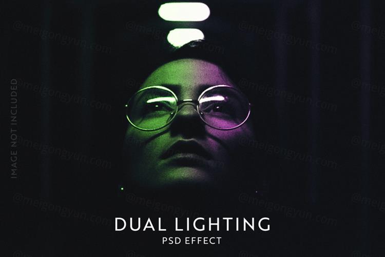 潮流双重照明图片调色特效处理滤镜PS置换模板素材 Dual