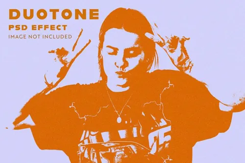 潮流复古双色调颗粒纹理图片特效处理滤镜PS置换模板素材 Du