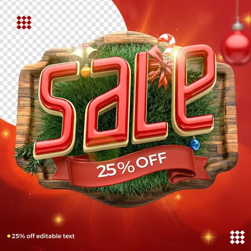 圣诞节促销装饰三维立体图标素材 3d christmas sale logo