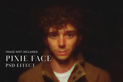 潮流小精灵脸变形颗粒纹理图片特效处理滤镜PS置换模板素材 P