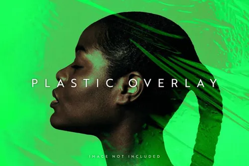 潮流塑料薄膜叠加图片特效处理滤镜PS置换模板素材 Plast