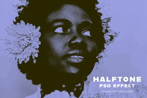 潮流复古半色调网点图像特效处理滤镜PS置换模板素材 Half