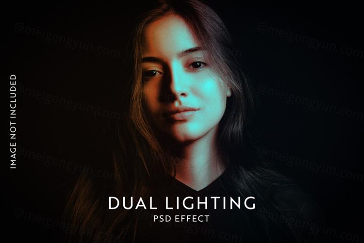 潮流双重照明图片调色特效处理滤镜PS置换模板素材 Dual