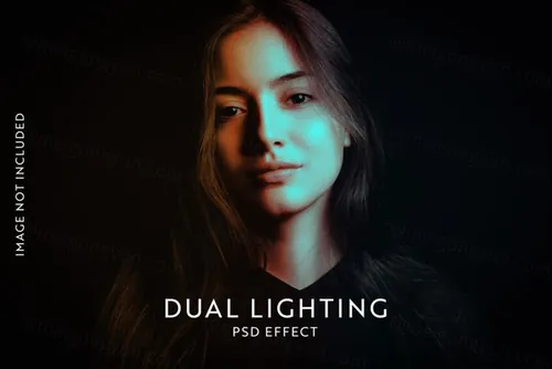 潮流双重照明图片调色特效处理滤镜PS置换模板素材 Dual