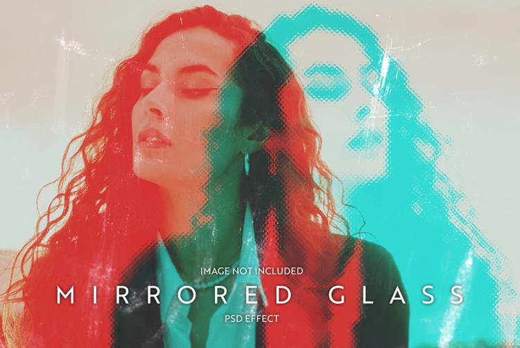 潮流镜面彩色多重曝光图片特效处理滤镜PS置换模板素材 Mir