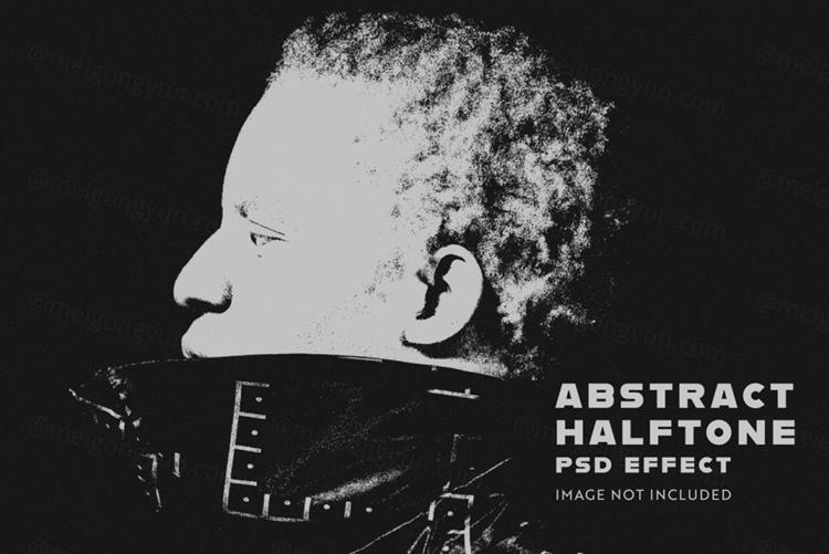 潮流黑白半色调网点印刷图片特效处理滤镜PS置换模板素材 Ab