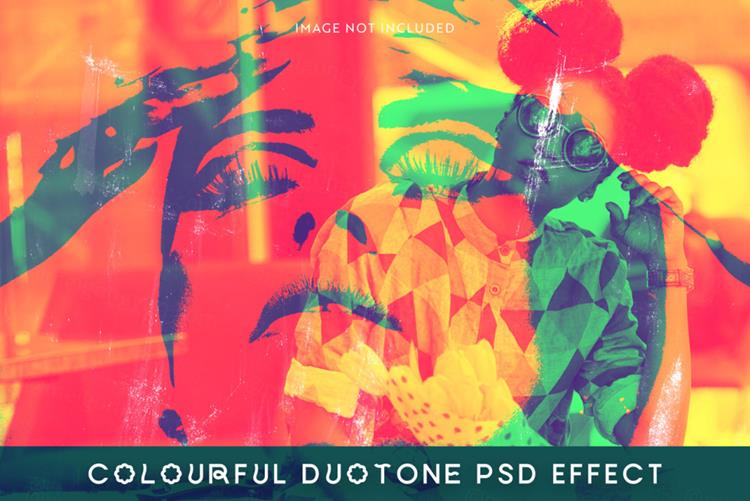 潮流彩色双重曝光图片特效处理滤镜PS置换模板素材 Colou