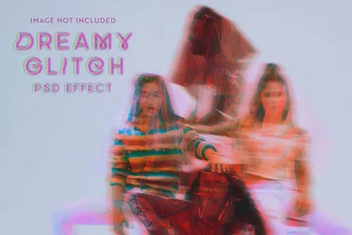 潮流梦幻故障艺术图片特效处理滤镜PS置换模板素材 Dream