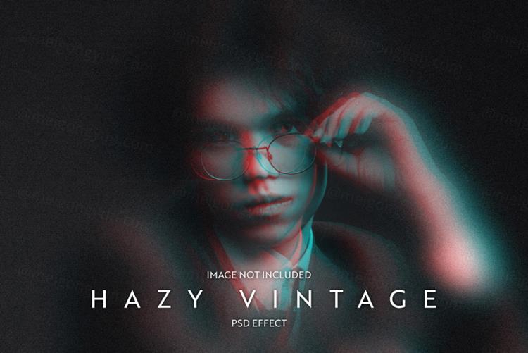 潮流复古朦胧迷幻图片特效处理滤镜PS置换模板素材 Hazy