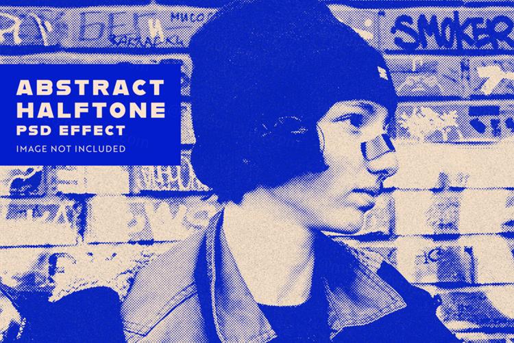 潮流复古废土风半色调网点颗粒纹理图片特效处理滤镜PS置换模板