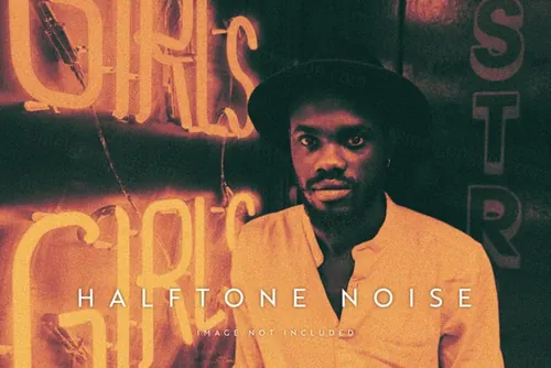 潮流复古半色调网点颗粒纹理图片模糊特效处理滤镜PS置换模板素