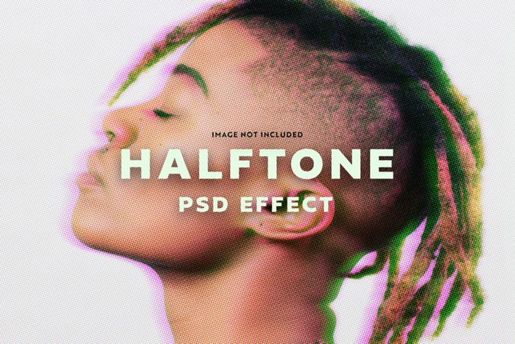 潮流复古故障艺术半色调网点颗粒纹理图片迷幻特效处理滤镜PS置