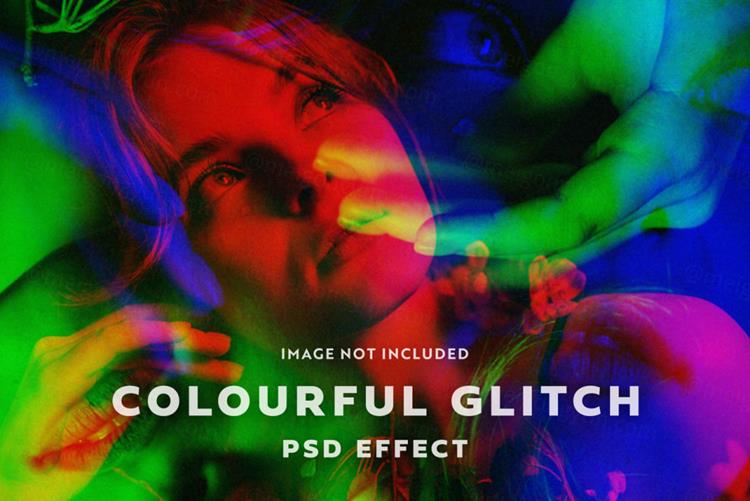 潮流彩色双重曝光图片特效处理滤镜PS置换模板素材 Colou