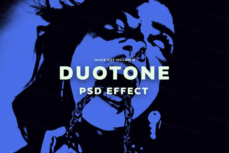 潮流复古半色调图片特效处理滤镜PS置换模板素材 Duotoe