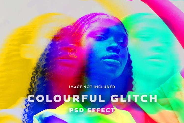 潮流彩色故障艺术信号RGB错位图片特效处理滤镜PS置换模板素