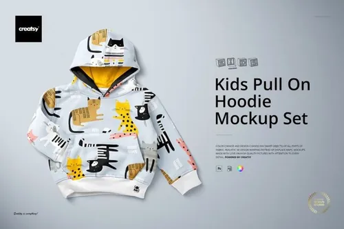 儿童连帽衫卫衣母婴品牌设计提案样机模板 Kids Pull