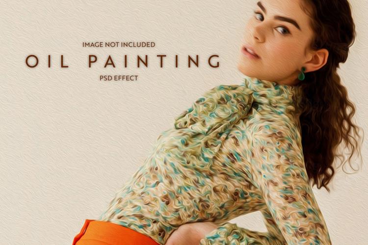 复古油画质感图片特效处理滤镜PS置换模板素材 Oil pai