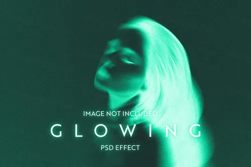 幽灵般荧光霓虹渐变图片特效处理滤镜PS置换模板素材 Glow