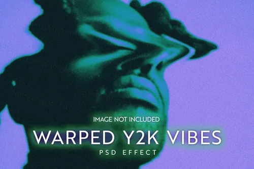 复古故障艺术扭曲渐变颗粒纹理图片特效处理滤镜PS置换模板素材