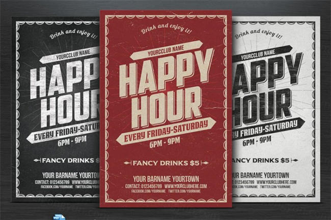 快乐时光传单 Happy Hour Flyer
