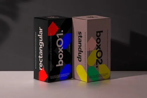 瓦楞纸盒包装设计贴图展示样机模板  Cardboard Re