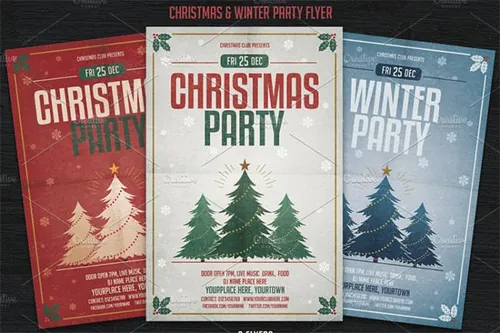 圣诞节冬季派对海报模板 Christmas Winter Party Flyer