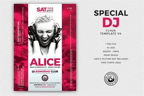 独特的DJ音乐节活动海报PSD模板V4 Special Dj Flyer