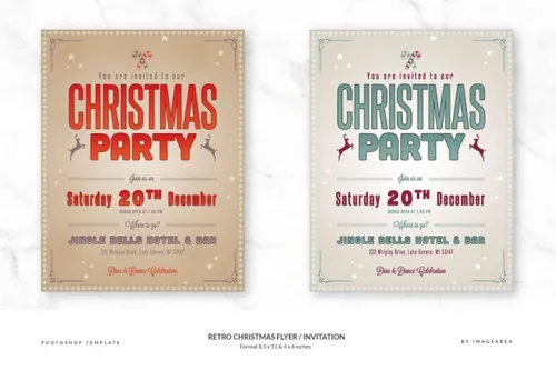 复古圣诞宣传单请柬 Retro Christmas Flyer Invitation