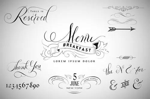 矢量复古书法装饰素材Vintage Design Elements Set