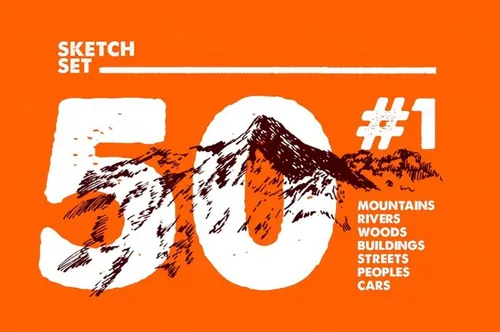 50种素描城市山水森林素材合集 50-Sketch-Set-