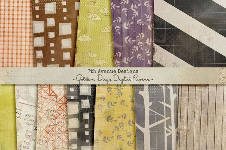 复古图案无缝背景Golden Days Digital Papers