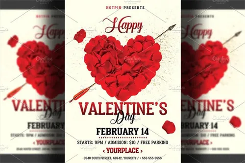 情人节传单邀请函模板 Valentines Day Flyer
