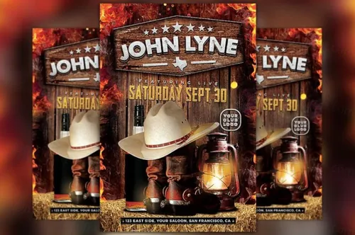 西部艺术活动传单模板 Country Artist Event