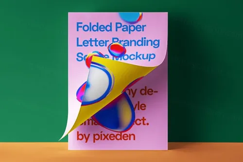 A4单页宣传单设计提案样机贴图PSD模板 Folded Letter Psd Paper Mockup