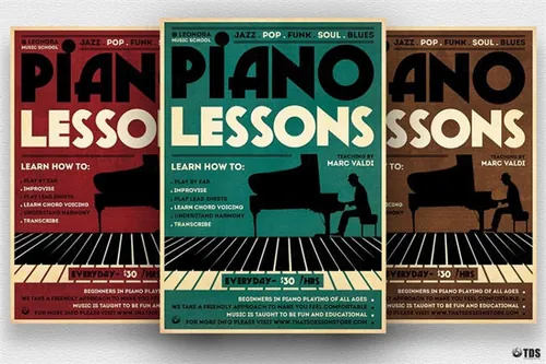 钢琴课程海报模板 Piano Lessons Flyer