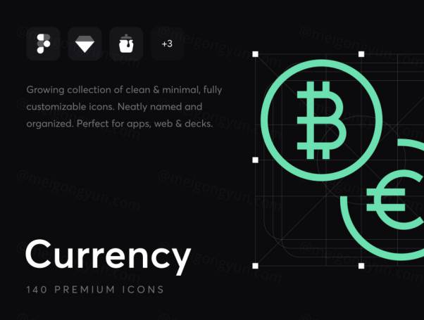 高质量各类货币图标矢量素材合辑 Currency - Premium