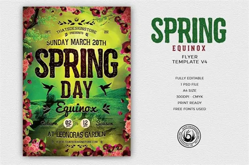 春分传单PSD模板 V4 Spring Equinox Flyer