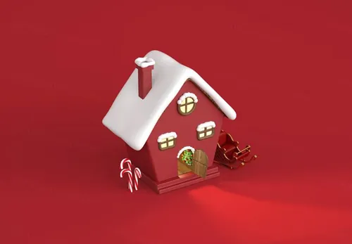 冬季极简主义3D可爱卡通圣诞节装饰元素