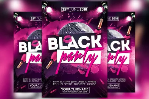 黑色之夜聚会传单模板 Black Party Night Flyer Template