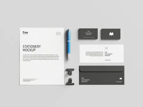 文具信封名片A4纸品牌VI设计提案样机PSD模板 US stationery mockup