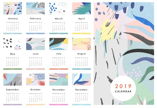 年创意抽象现代艺术日历EPS矢量模板 Calendar