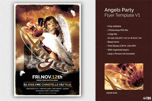 天使派对传单PSD V1 Angels Party Flyer