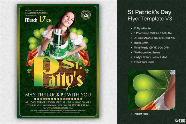 圣帕特里克节传单PSD V3 Saint Patricks Day Flyer
